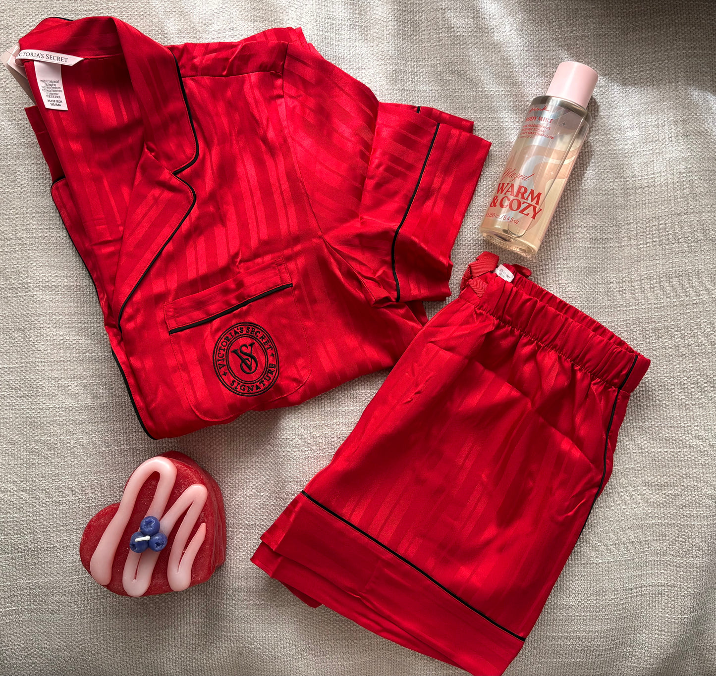 Victoria's Secret Red Satin Pajama Set