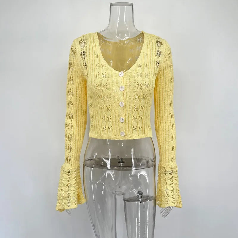 Knitted Female V-Neck T-Shirt