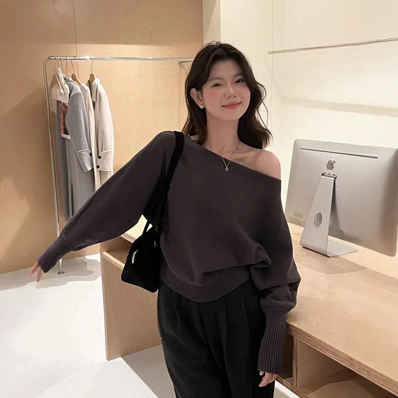Off Shoulder Knitted Sweater