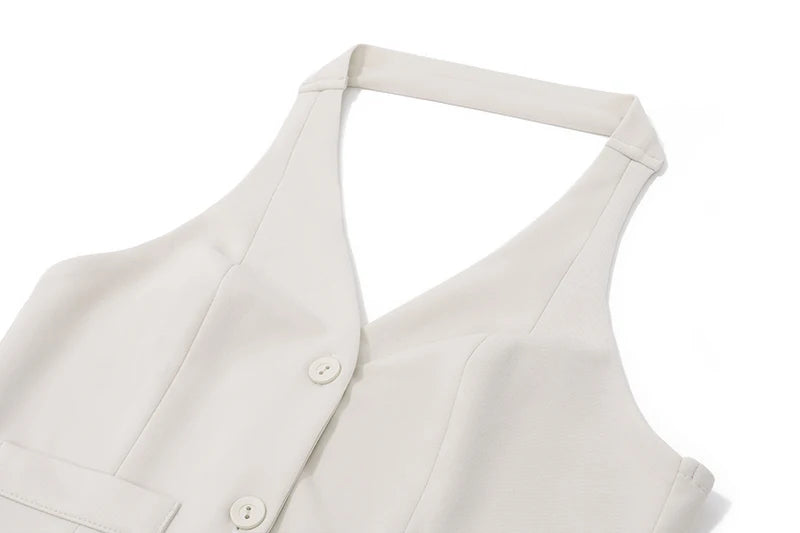 V-neck Sleeveless Suit