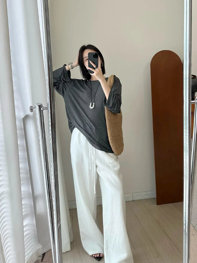 Slack Linen Wide-leg Pants