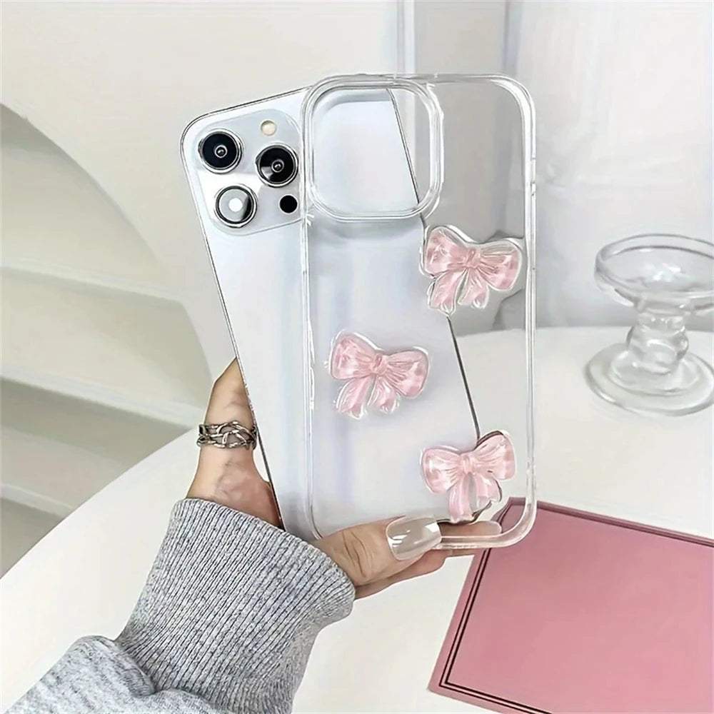 Cute 3D Pink Bowknot Clear Case