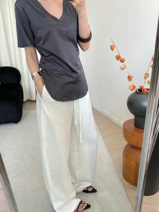 Slack Linen Wide-leg Pants