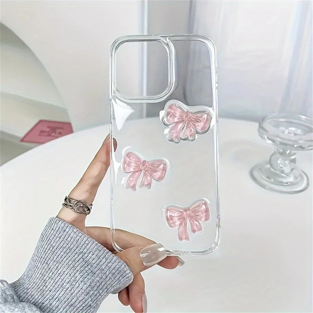 Cute 3D Pink Bowknot Clear Case