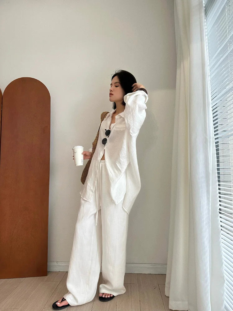 Slack Linen Wide-leg Pants