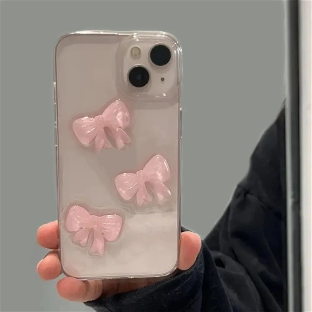 Cute 3D Pink Bowknot Clear Case