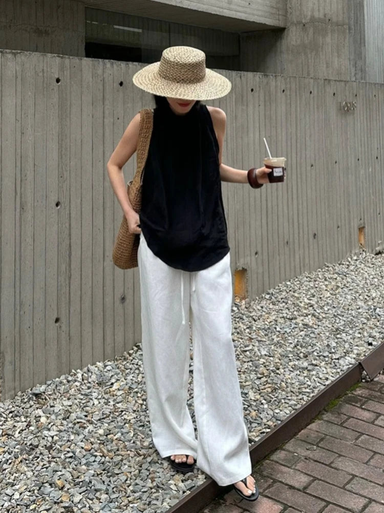 Slack Linen Wide-leg Pants
