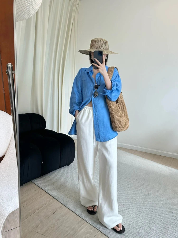 Slack Linen Wide-leg Pants