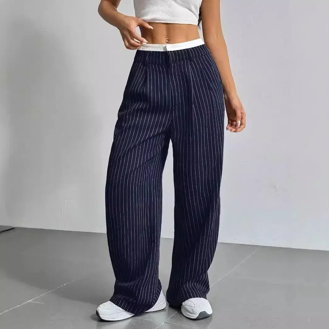 Pinstripe Wide-leg Pants