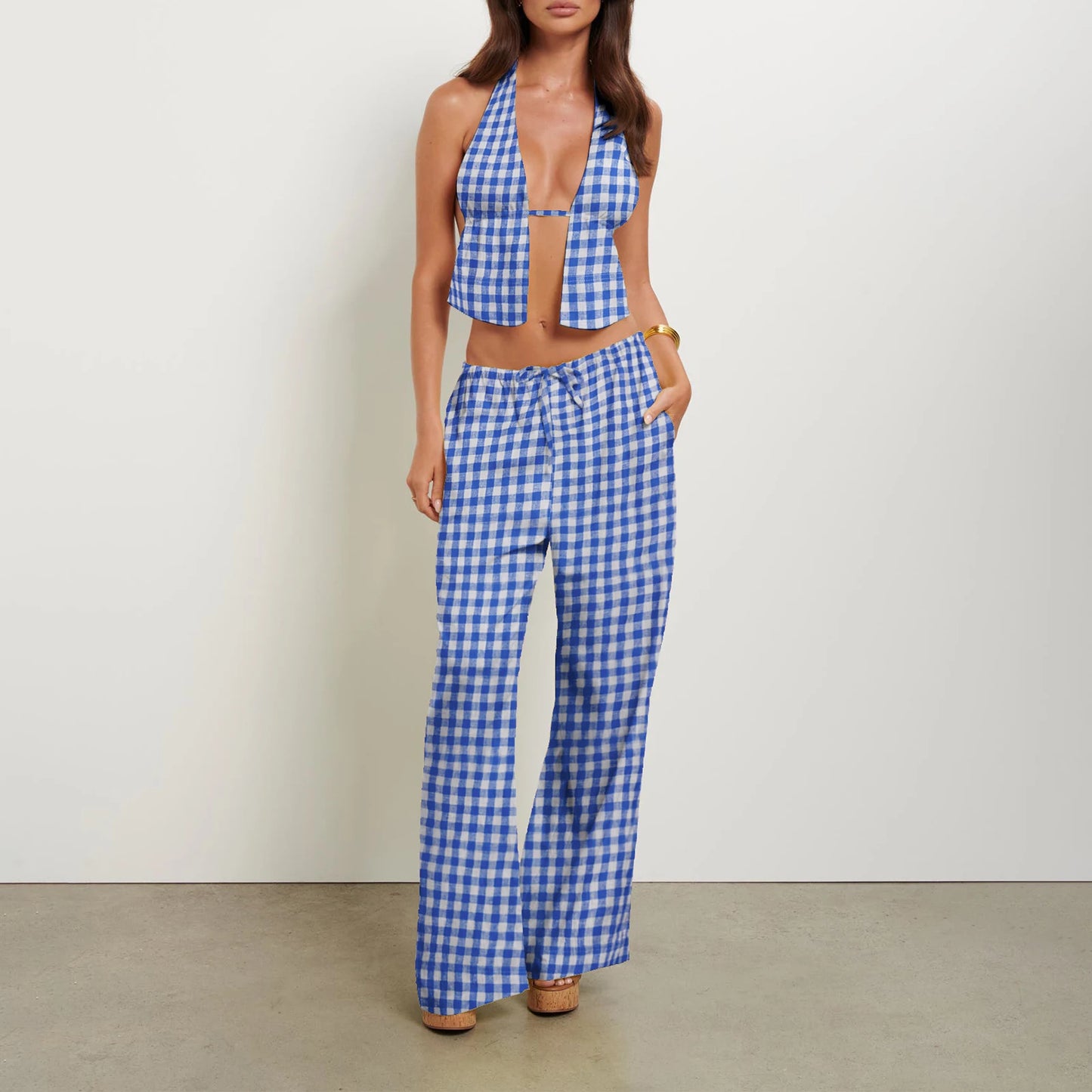 Cut Out Top and Loose Pants Set