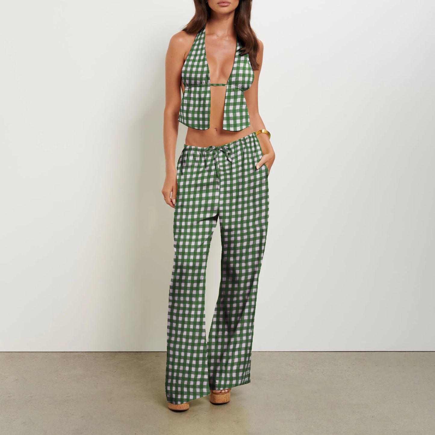 Cut Out Top and Loose Pants Set