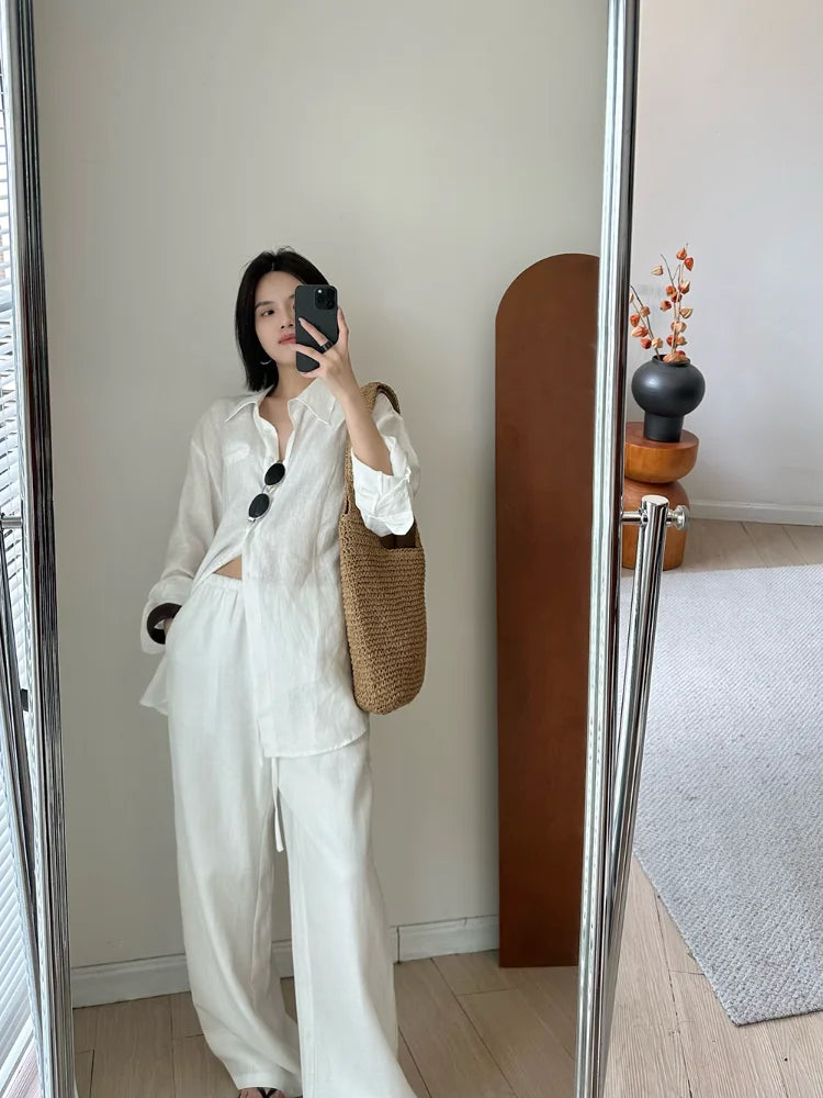 Slack Linen Wide-leg Pants