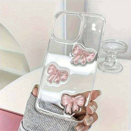 Cute 3D Pink Bowknot Clear Case
