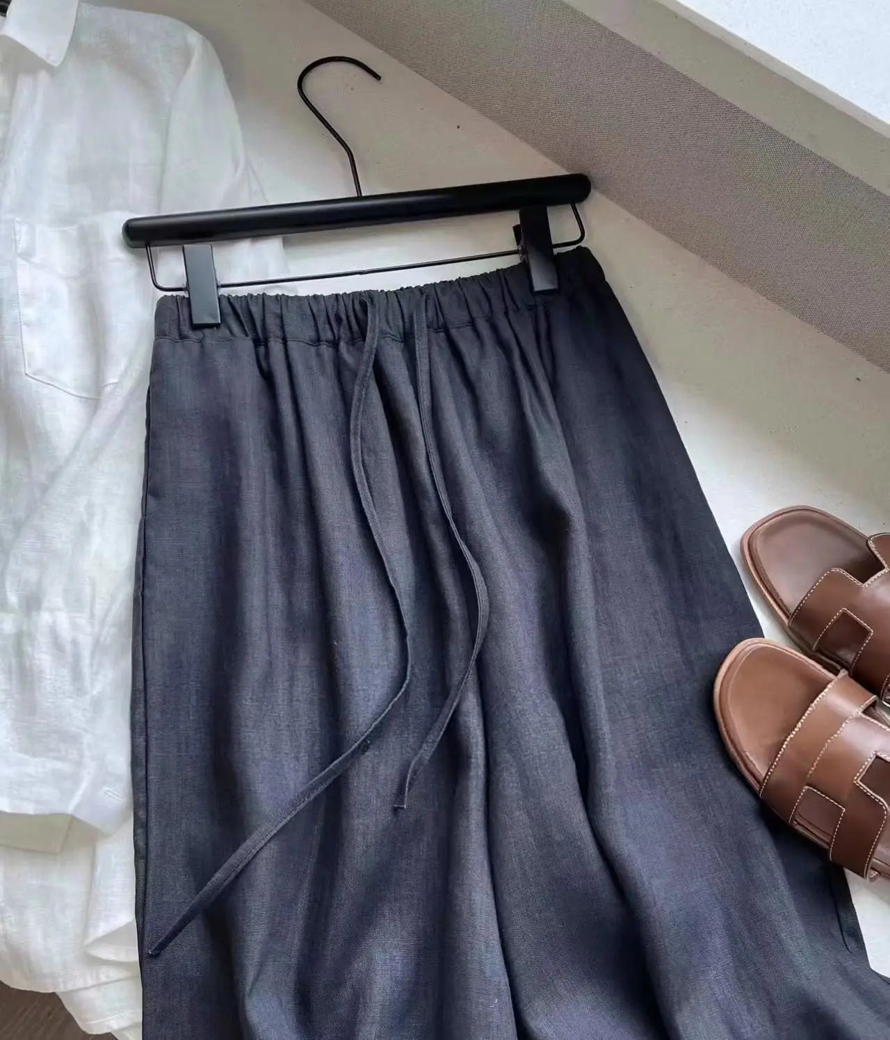 Slack Linen Wide-leg Pants
