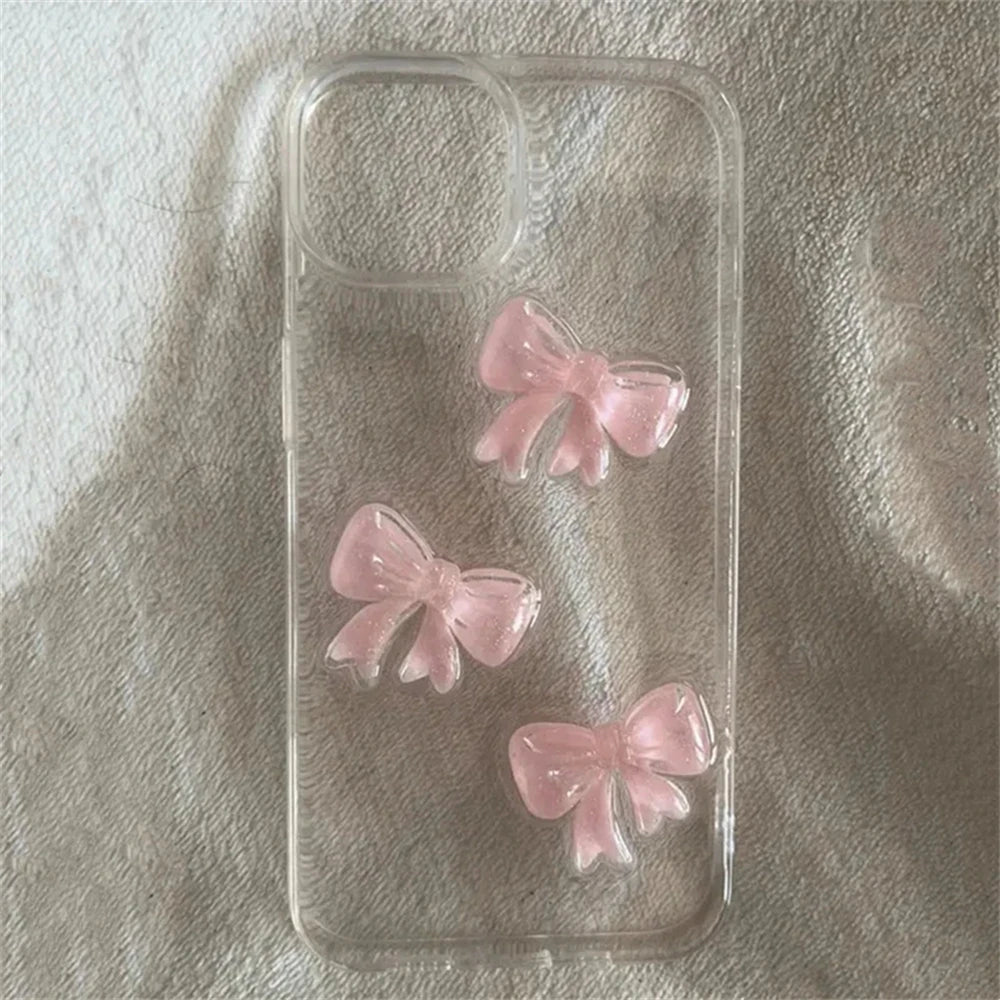 Cute 3D Pink Bowknot Clear Case