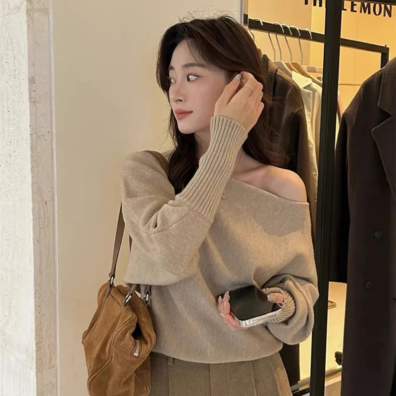 Off Shoulder Knitted Sweater
