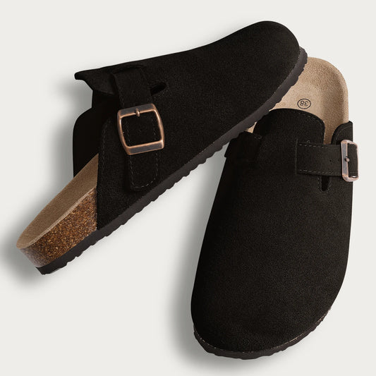 Suede Black Clogs for Women