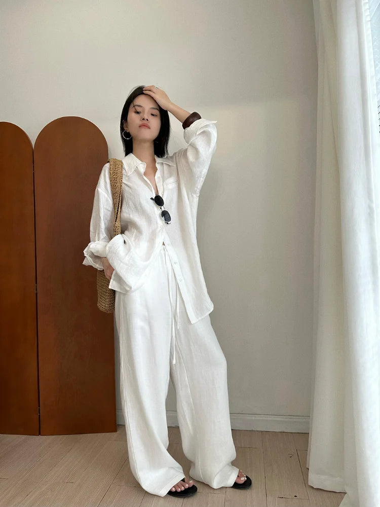 Slack Linen Wide-leg Pants
