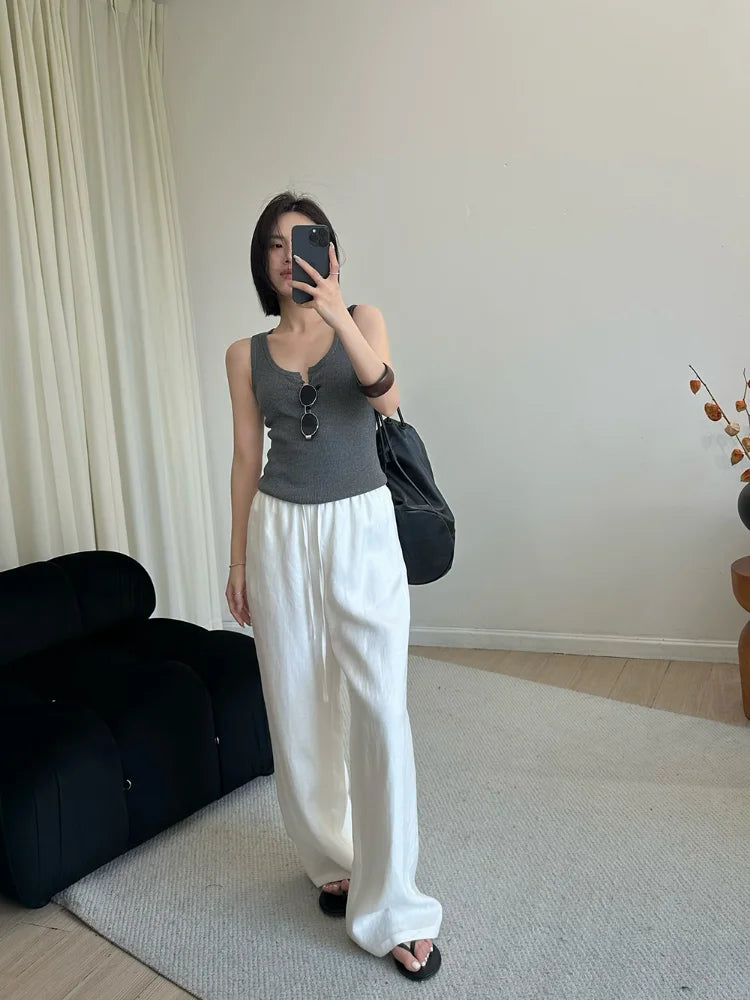 Slack Linen Wide-leg Pants