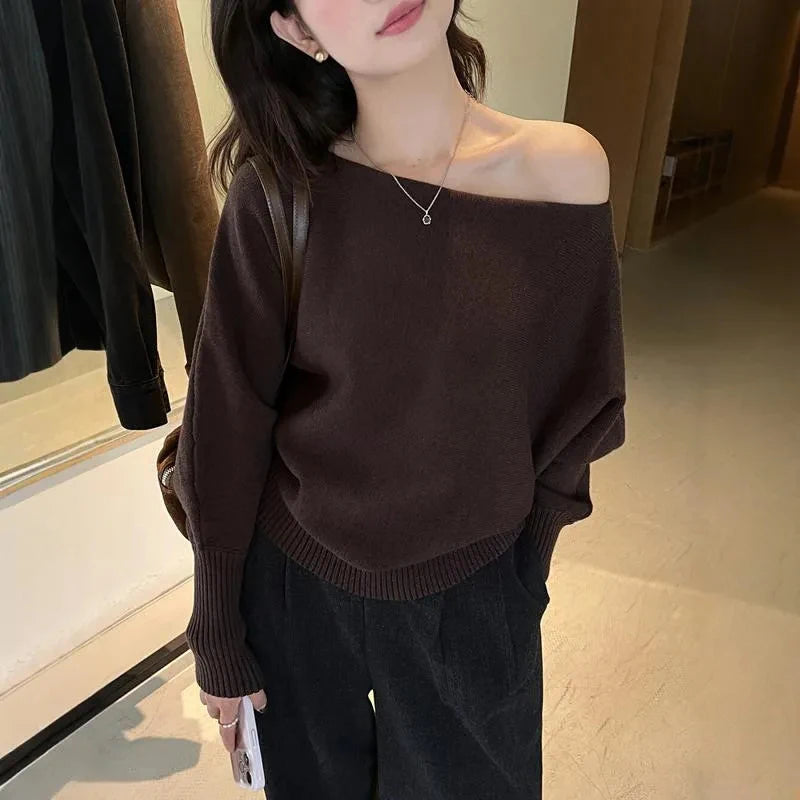 Off Shoulder Knitted Sweater
