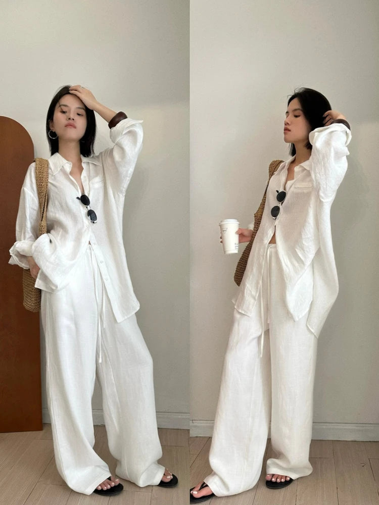 Slack Linen Wide-leg Pants