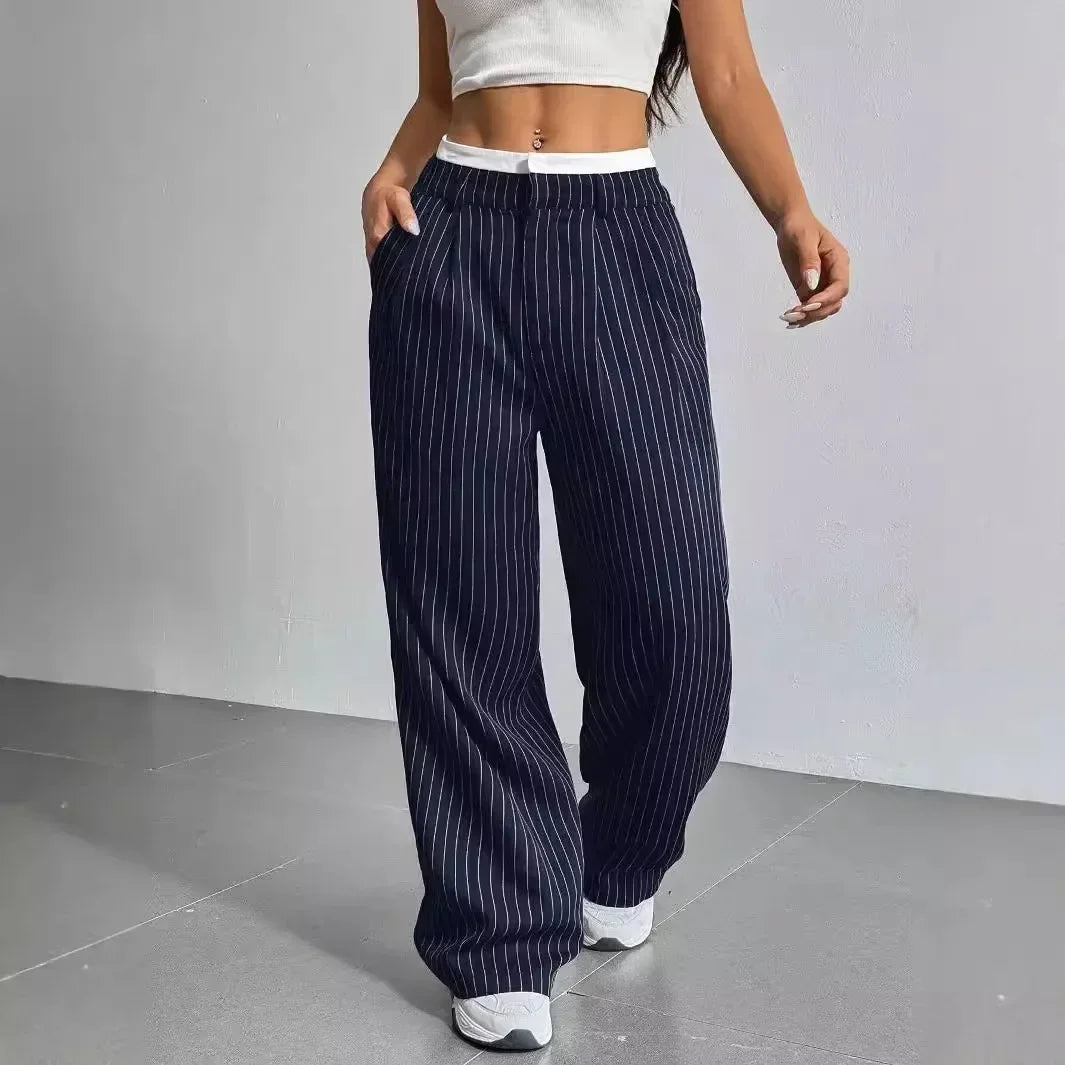 Pinstripe Wide-leg Pants