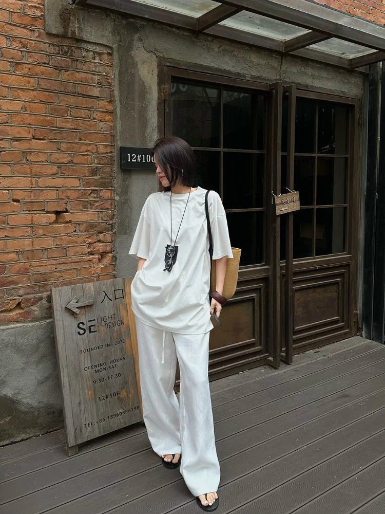 Slack Linen Wide-leg Pants