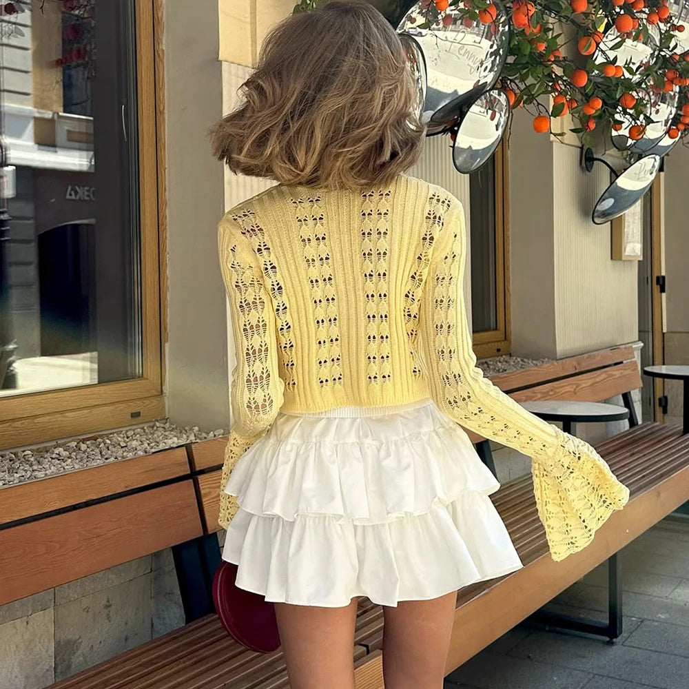 Knitted Female V-Neck T-Shirt