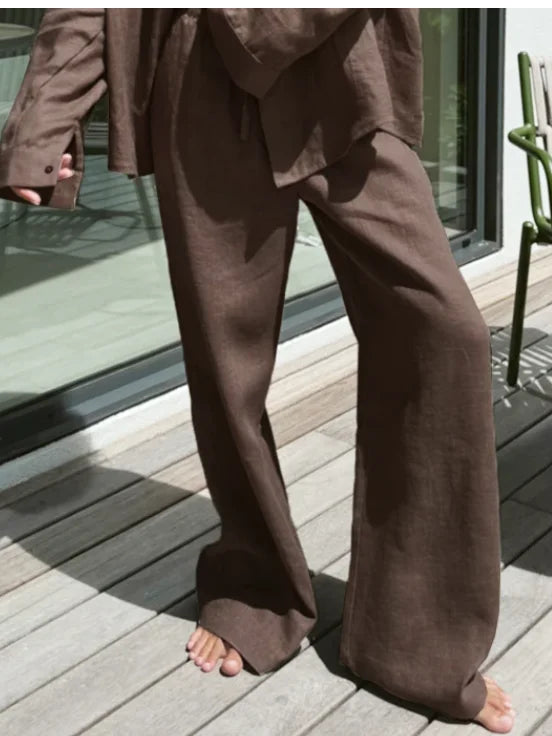 Slack Linen Wide-leg Pants
