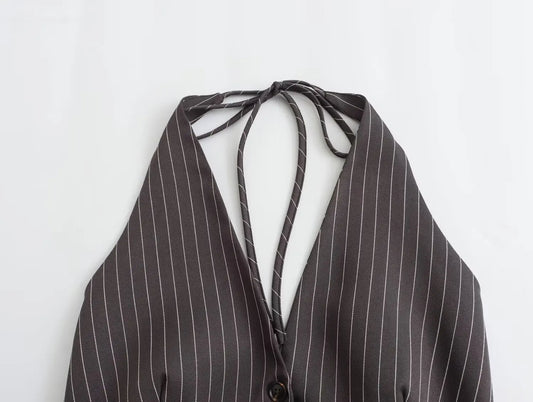 Backless Bow Tied Short Blouse