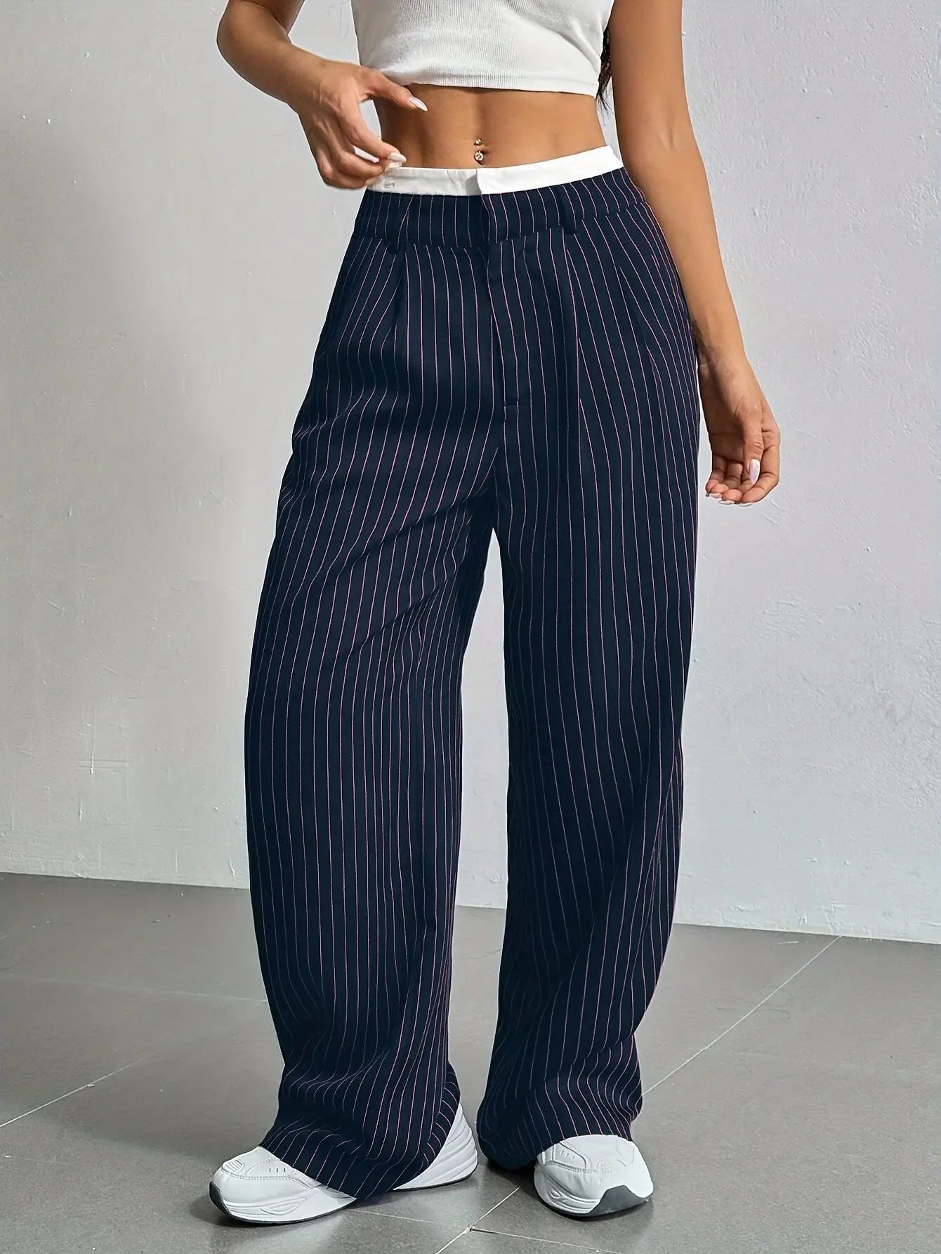 Pinstripe Wide-leg Pants