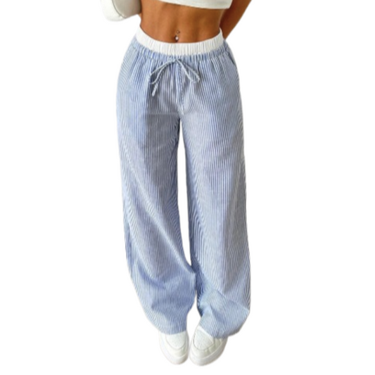 Casual Striped Wide Leg Pants