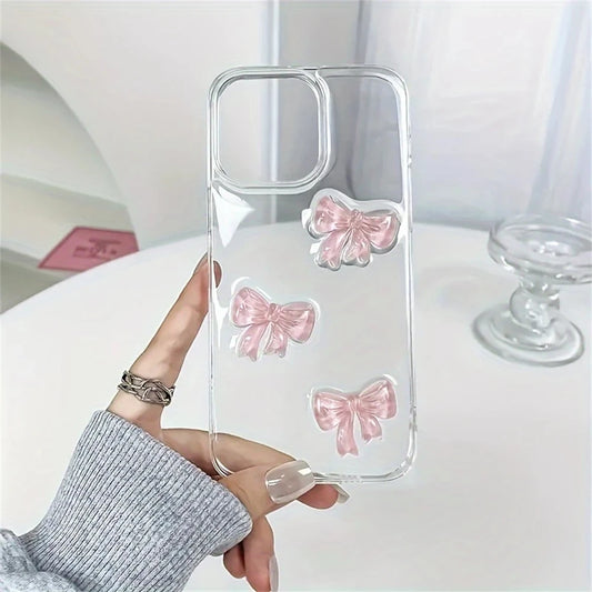 Cute 3D Pink Bowknot Clear Case