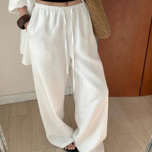 Slack Linen Wide-leg Pants