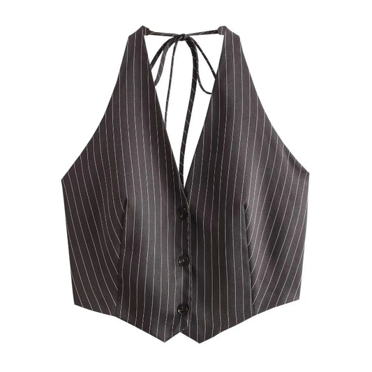 Backless Bow Tied Short Blouse