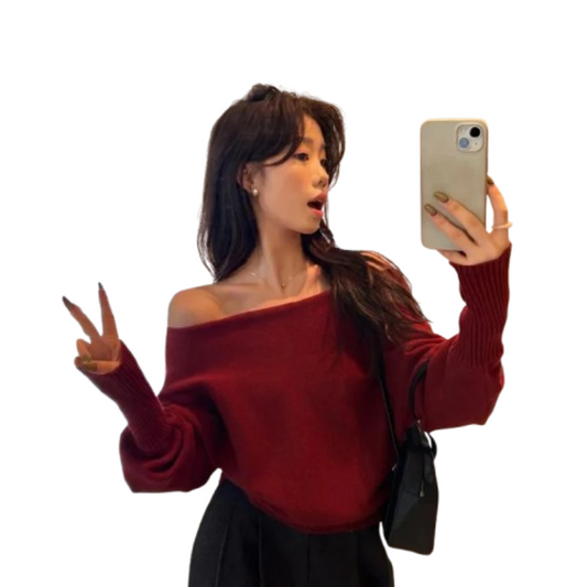 Off Shoulder Knitted Sweater