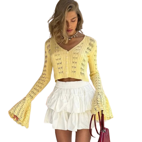 Knitted Female V-Neck T-Shirt